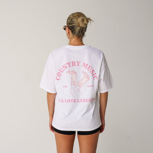 BABY PINK COUNTRY MUSIC LOVE LANGUAGE TEE