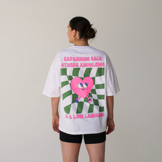 FLURO PINK KNOWLEDGE LOVE LANGUAGE TEE